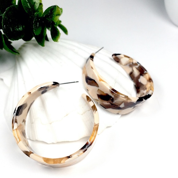 Chic Acrylic Resin Hoop Earrings - Picture 4 of 6